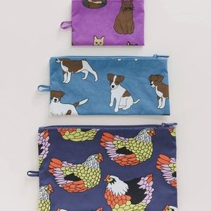 SOLD - Baggu Flat Pouch Set - Garden Pets